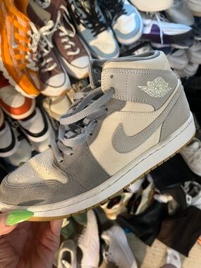 Jordan Mid-Top Sneaker in Gray and Cream